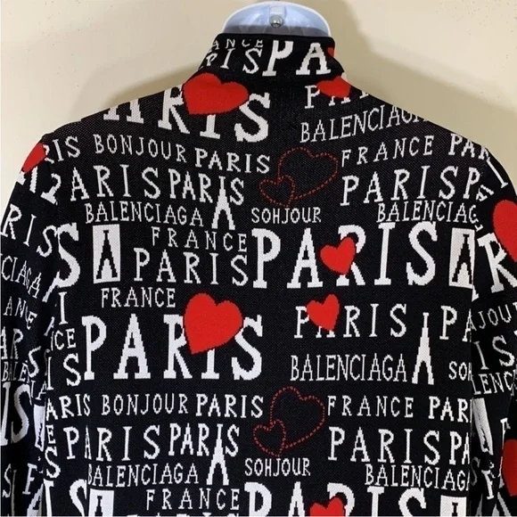 BALMAIN Black Bonjour Paris Turtleneck Long Sleeve Knit Dress. M. NWT. $2750! - Picture 9 of 10